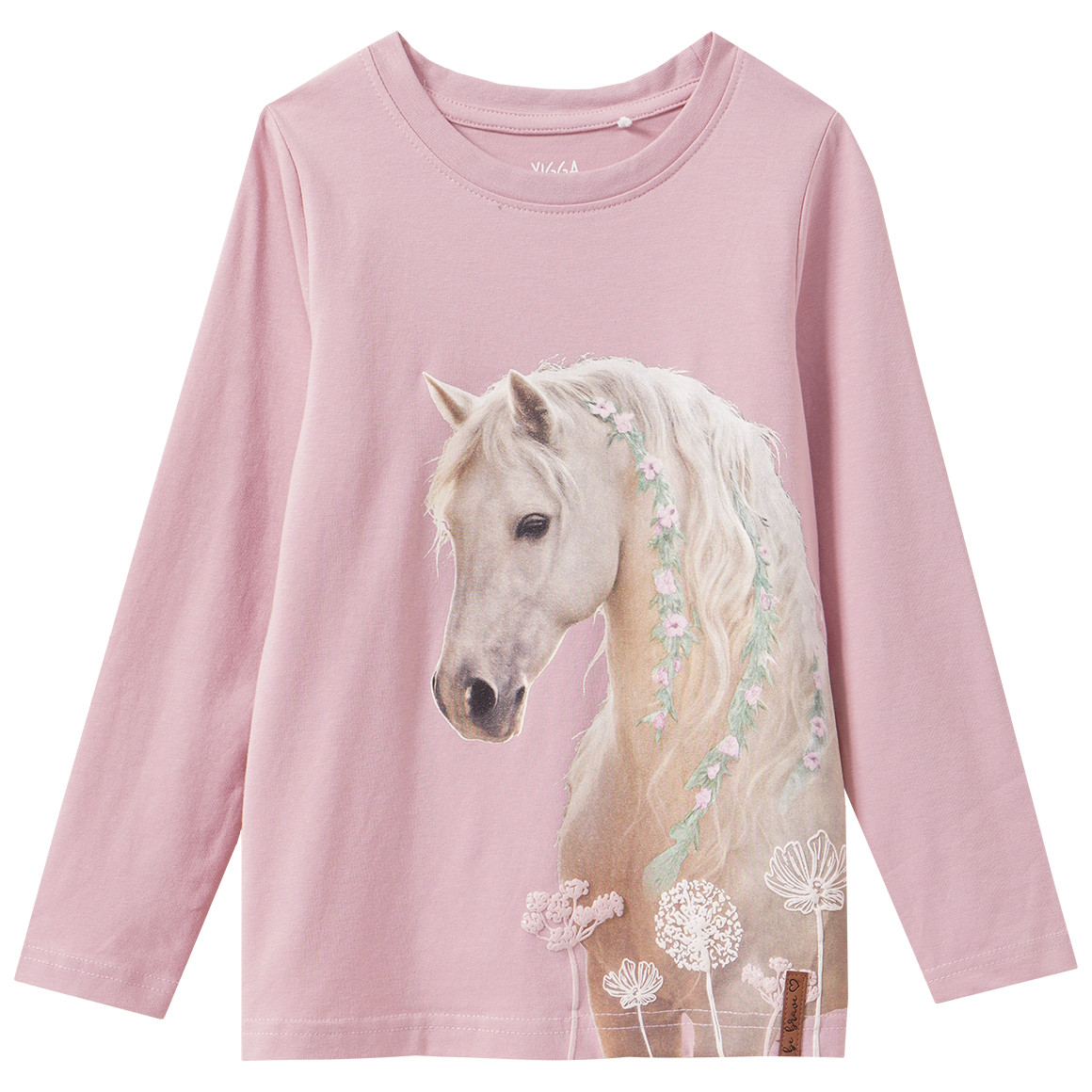 Mädchen Langarmshirt mit Pferde-Print