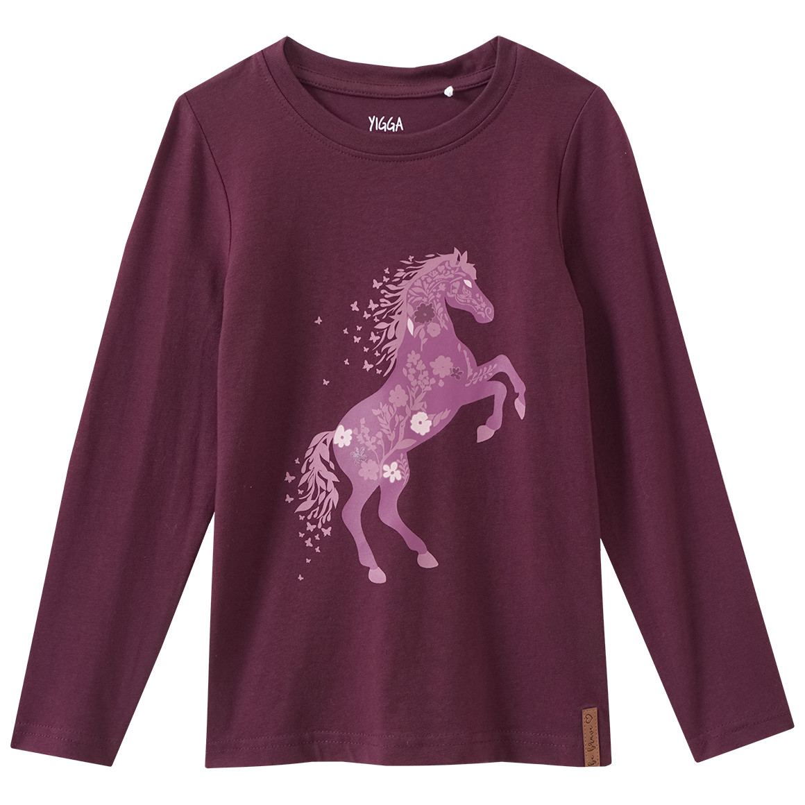 Mädchen Langarmshirt mit Pferde-Print