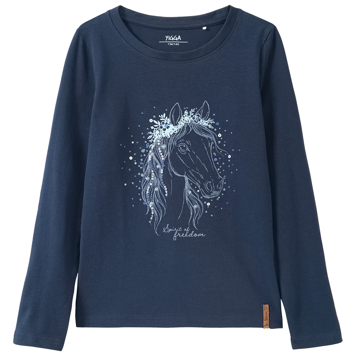 Mädchen Langarmshirt mit Pferde-Print