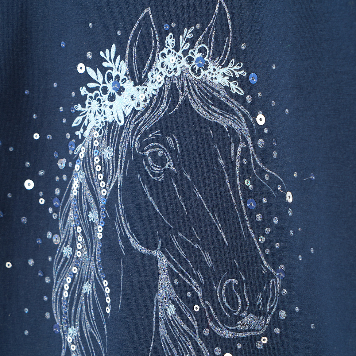 Mädchen Langarmshirt mit Pferde-Print