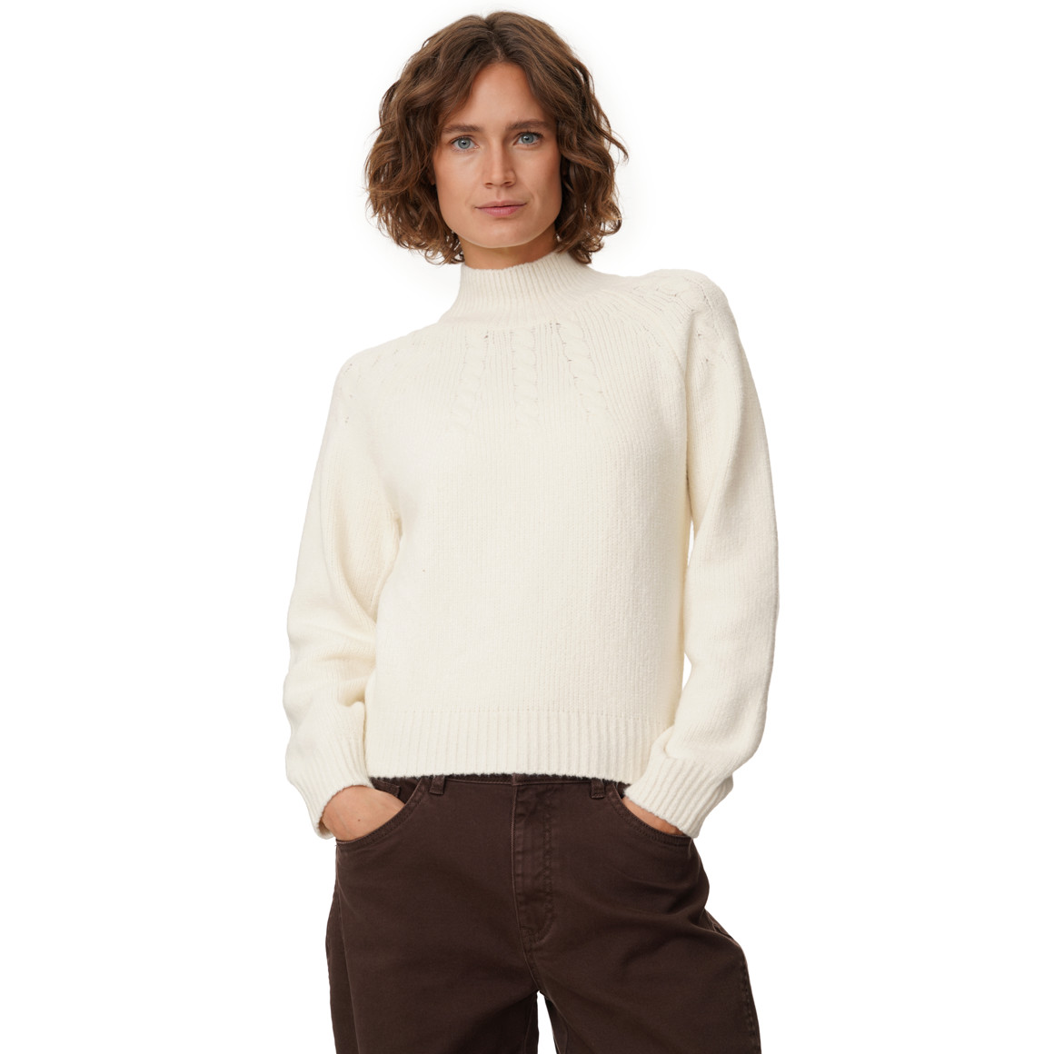 Damen Strickpullover mit Zopfmuster
