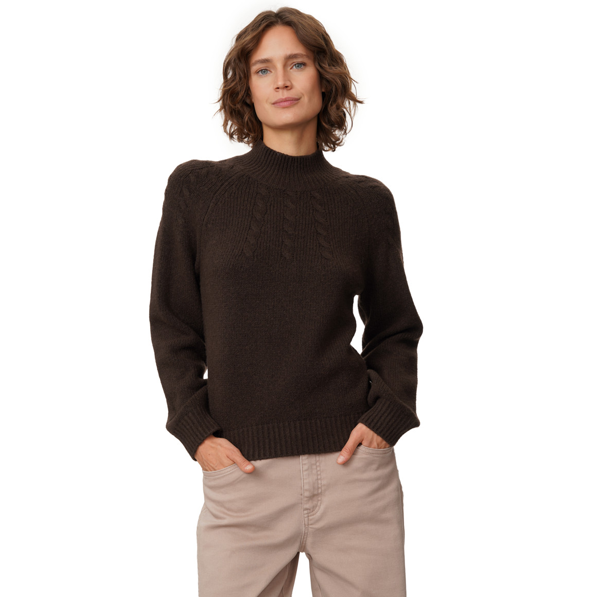 Damen Strickpullover mit Zopfmuster
