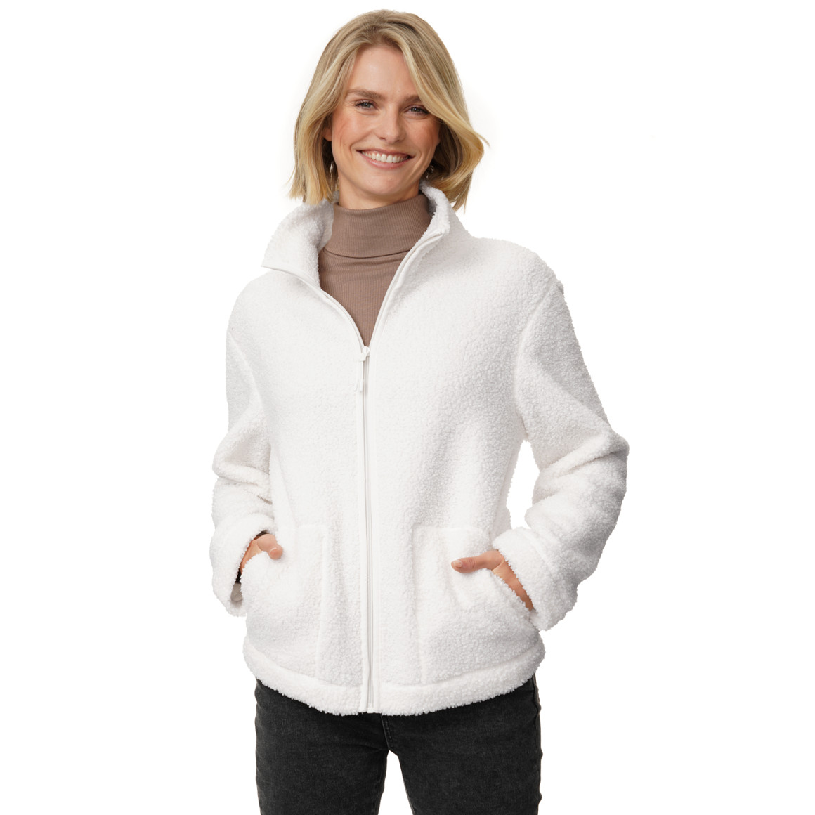 Damen Teddyjacke mit Stehkragen