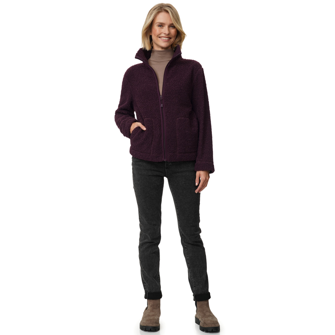 Damen Teddyjacke mit Stehkragen