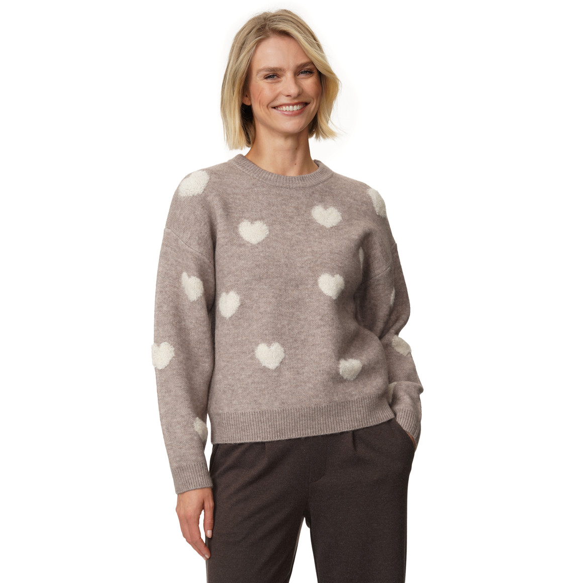 Damen Strickpullover mit Herz-Allover