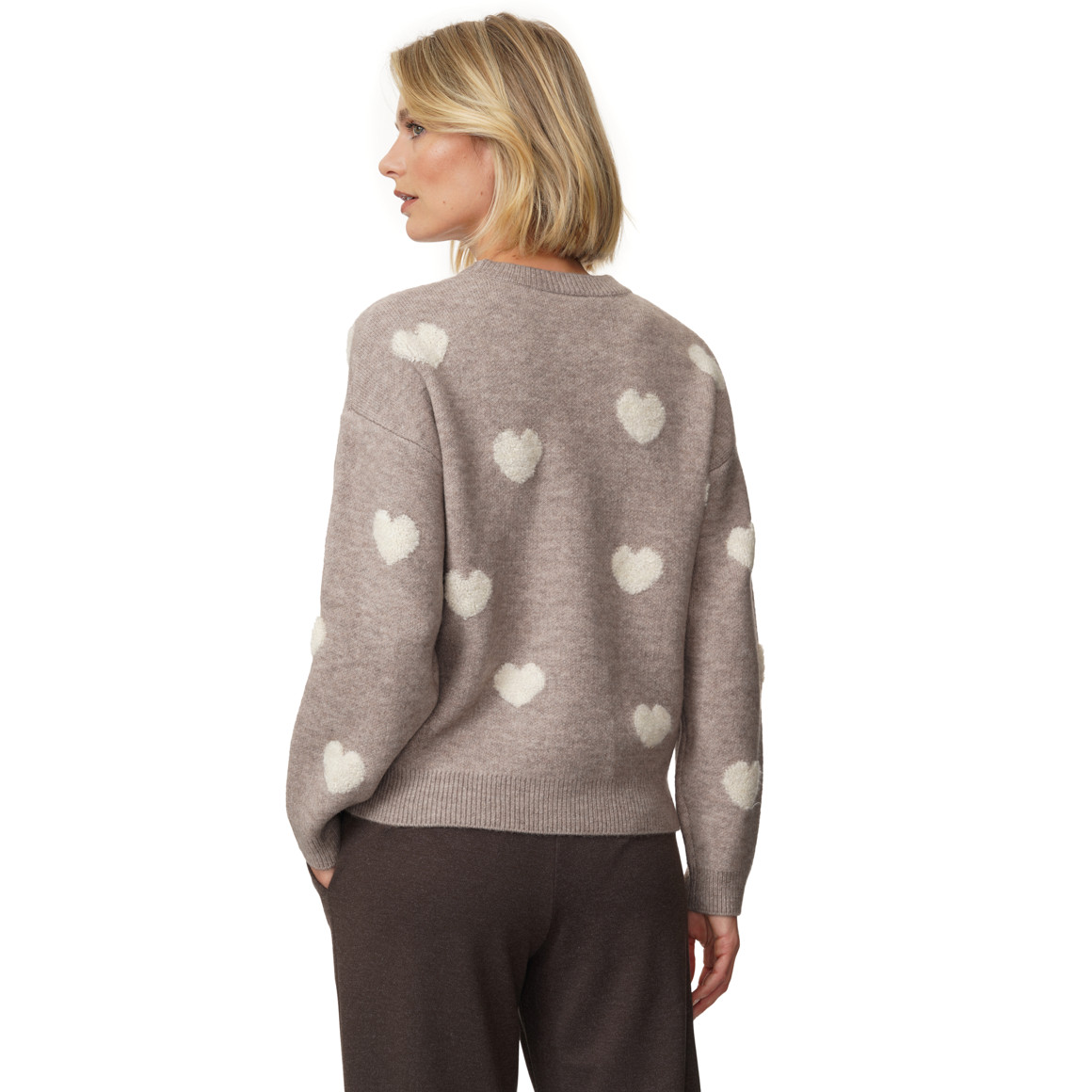 Damen Strickpullover mit Herz-Allover