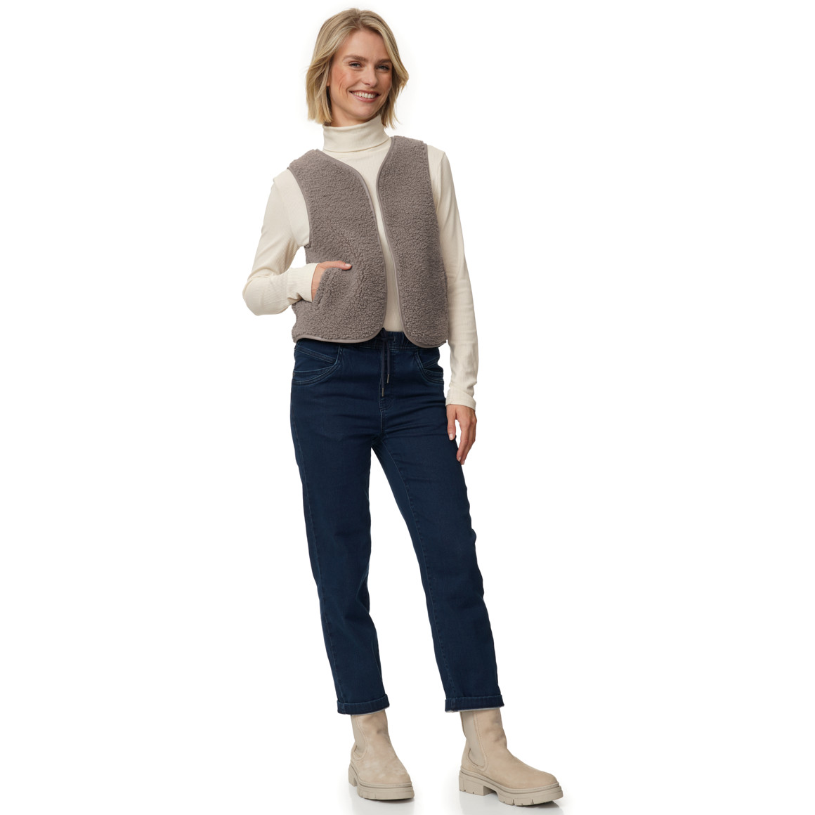 Damen Teddyweste in kurzer Form