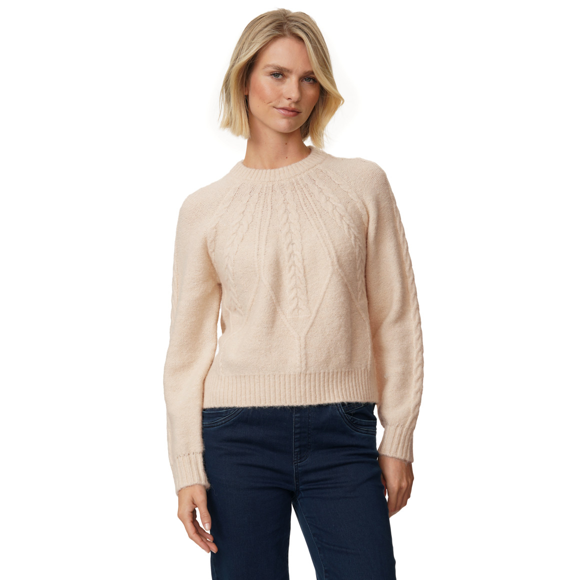 Damen Strickpullover mit Zopfmuster