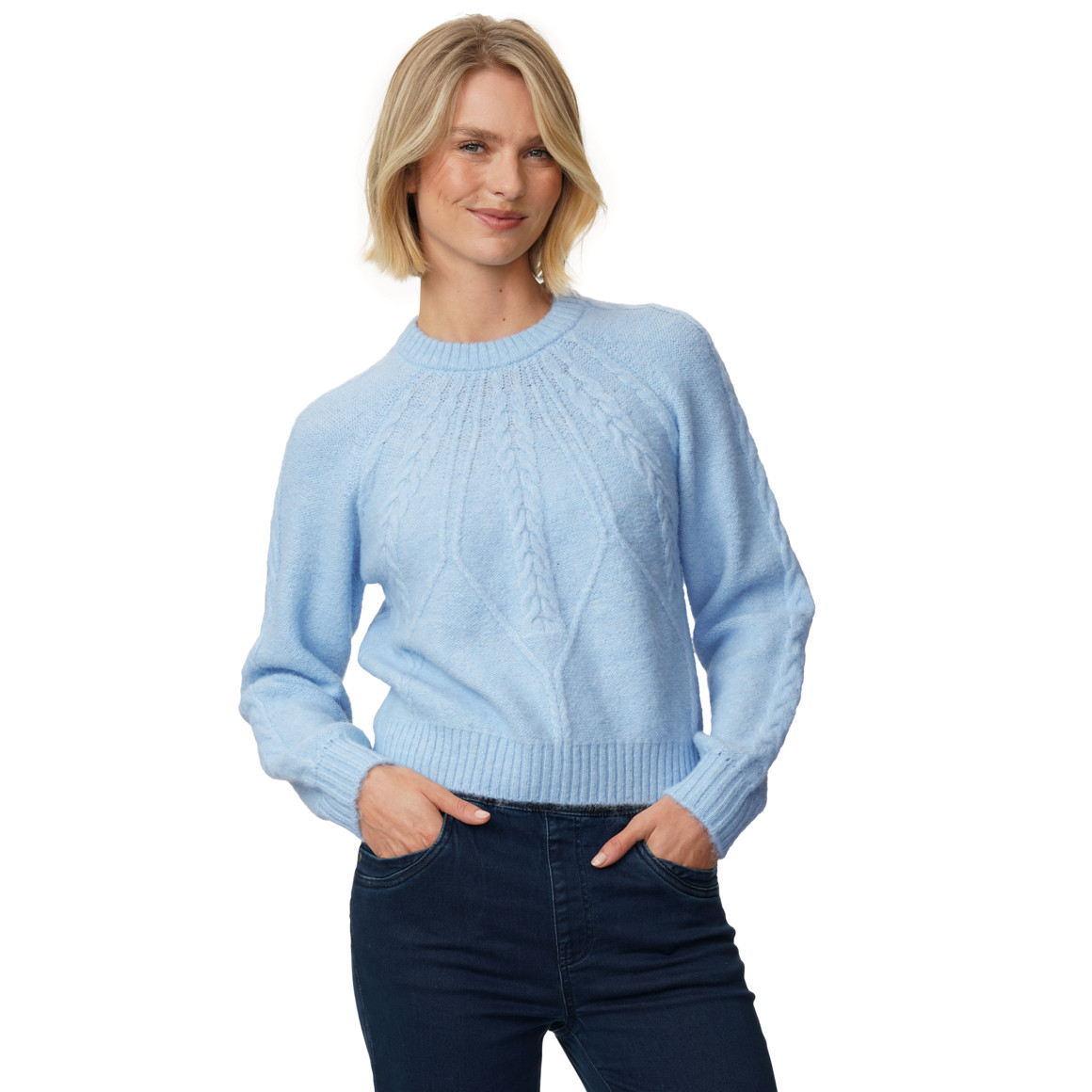 Damen Strickpullover mit Zopfmuster