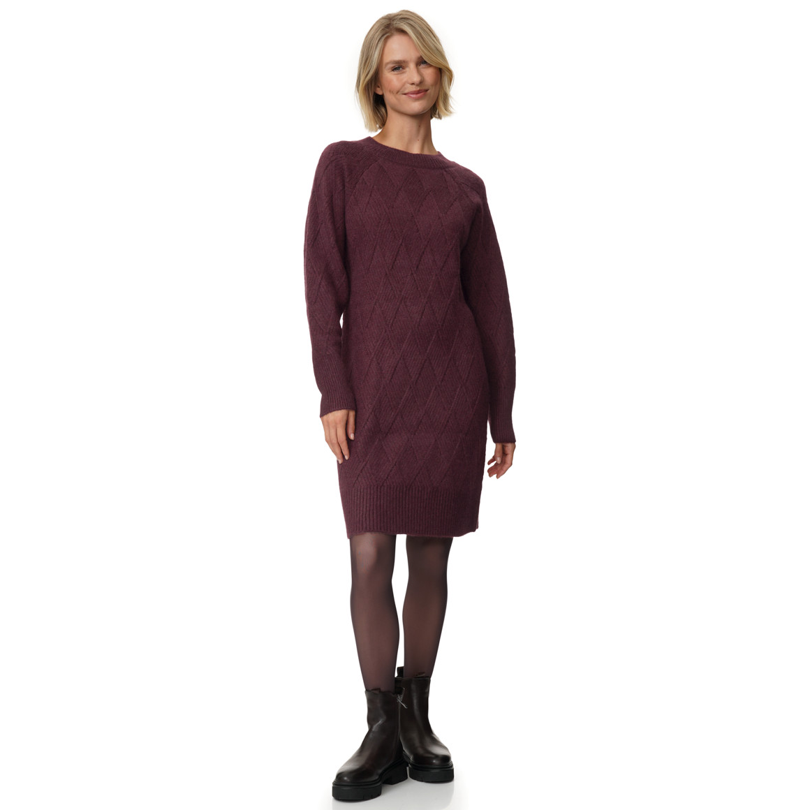 Damen Strickkleid mit Rautenmuster