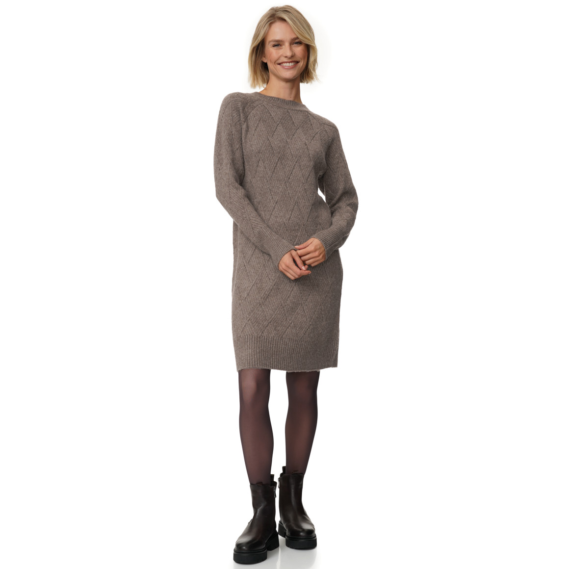 Damen Strickkleid mit Rautenmuster