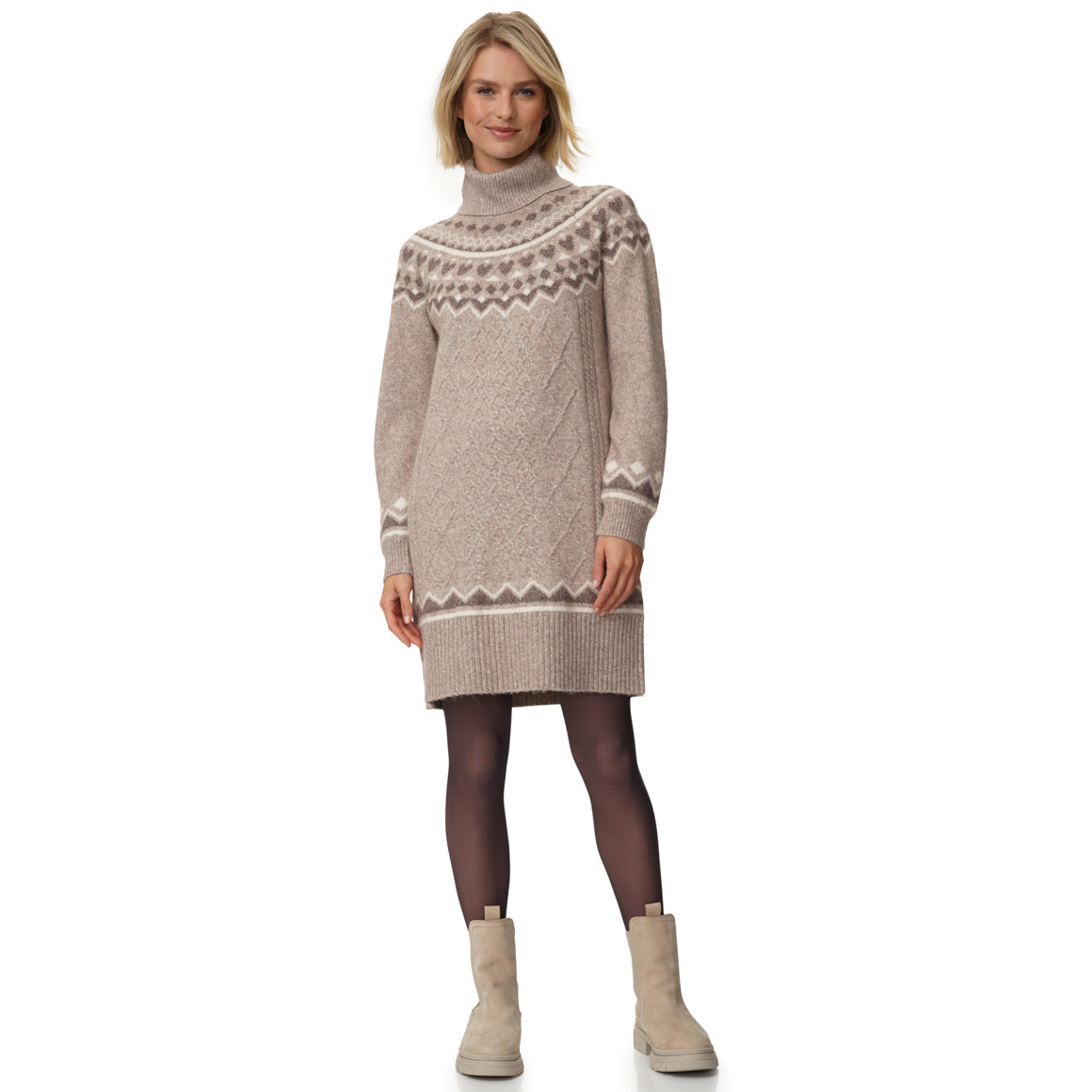 Damen Strickkleid mit Norwegermuster