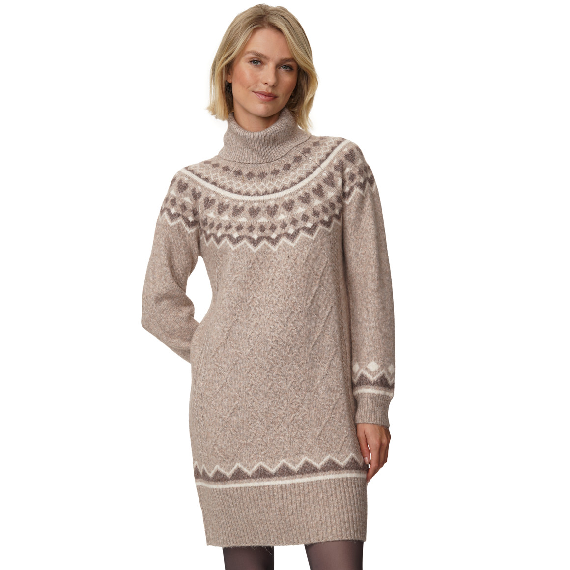 Damen Strickkleid mit Norwegermuster