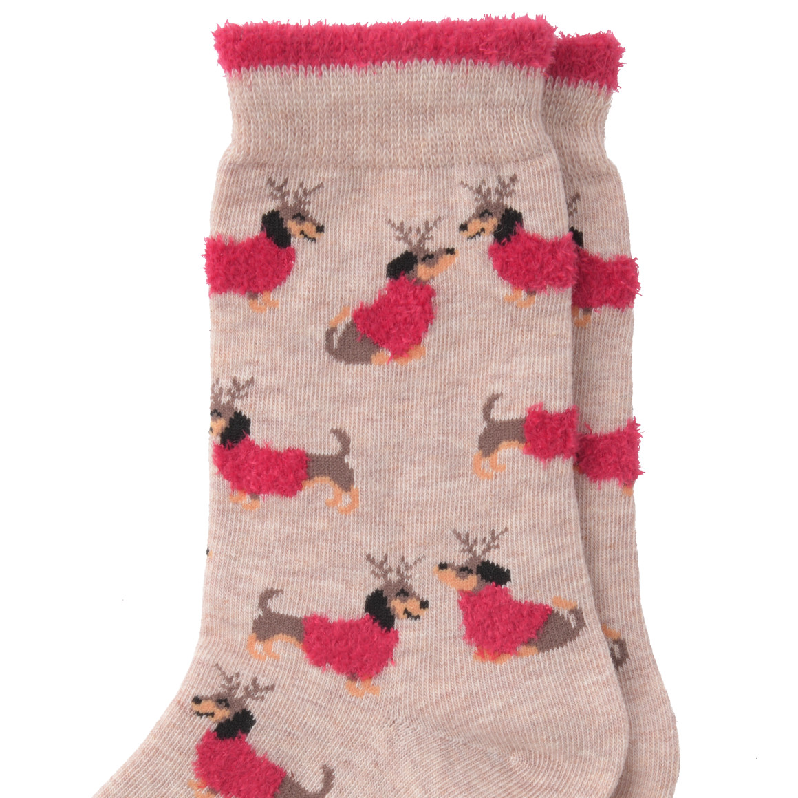 1 Paar Damen Weihnachtssocken mit Dackeln