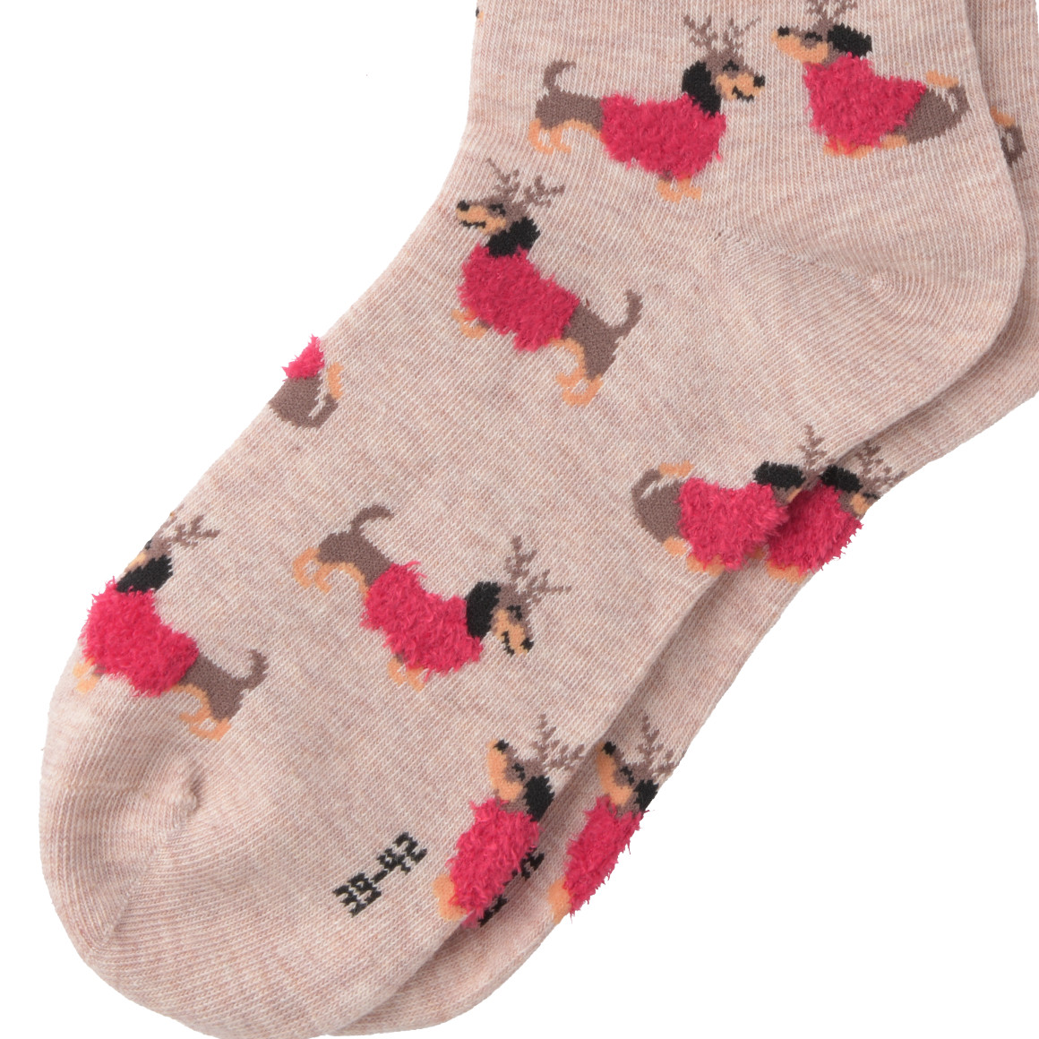 1 Paar Damen Weihnachtssocken mit Dackeln