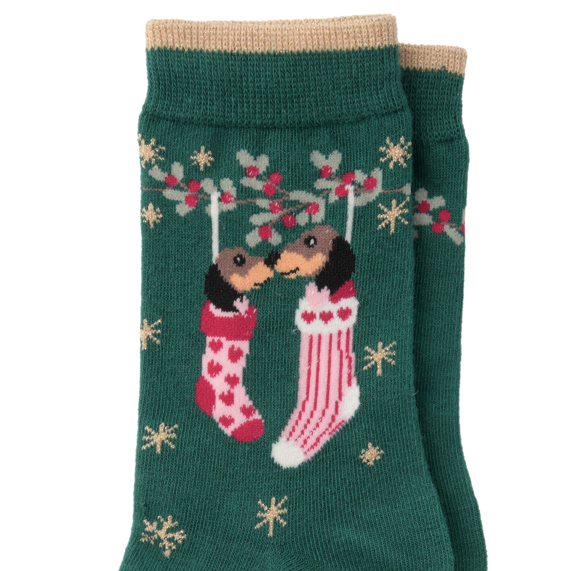 1 Paar Damen Weihnachtssocken mit Dackeln