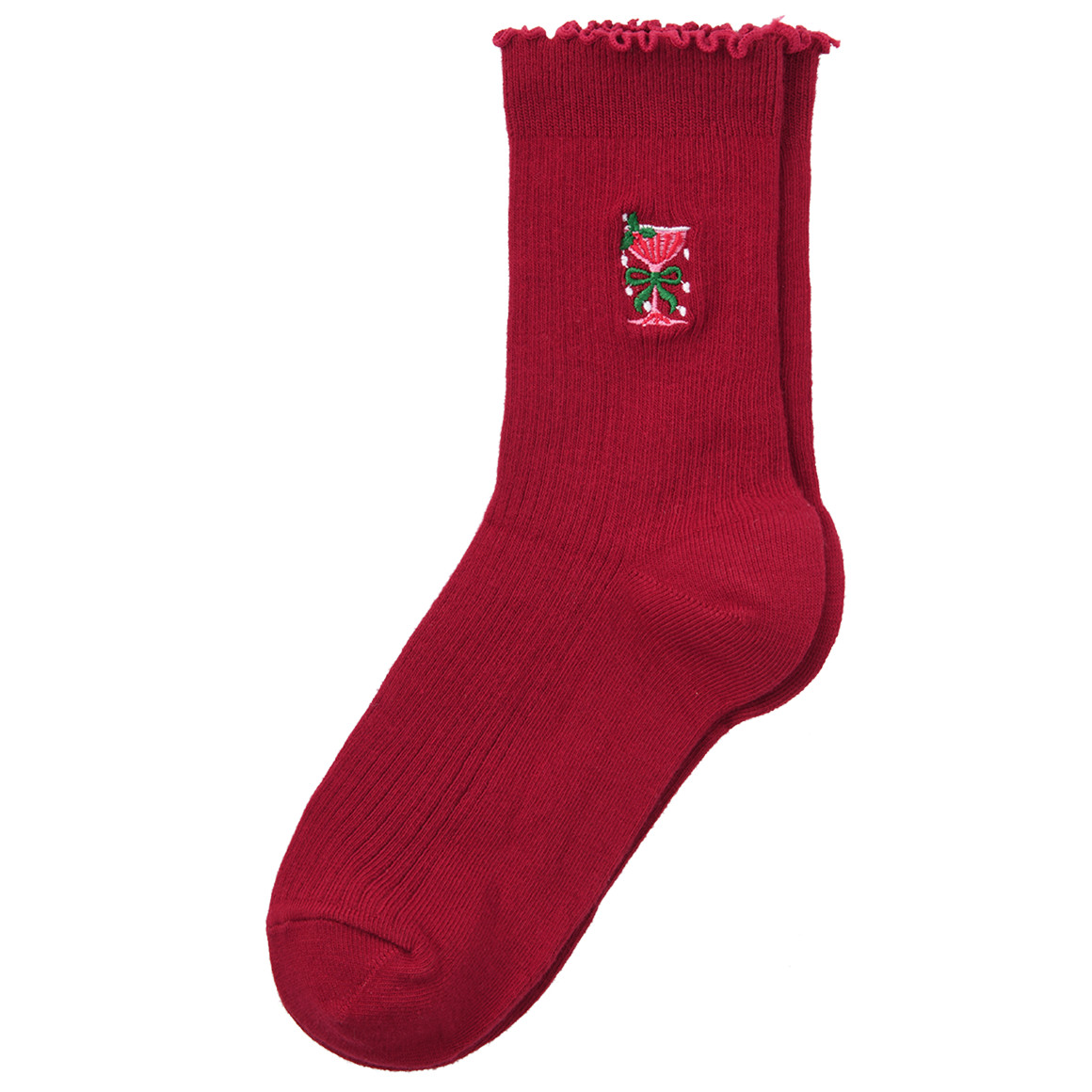 1 paar kerstsokken voor dames met borduursel