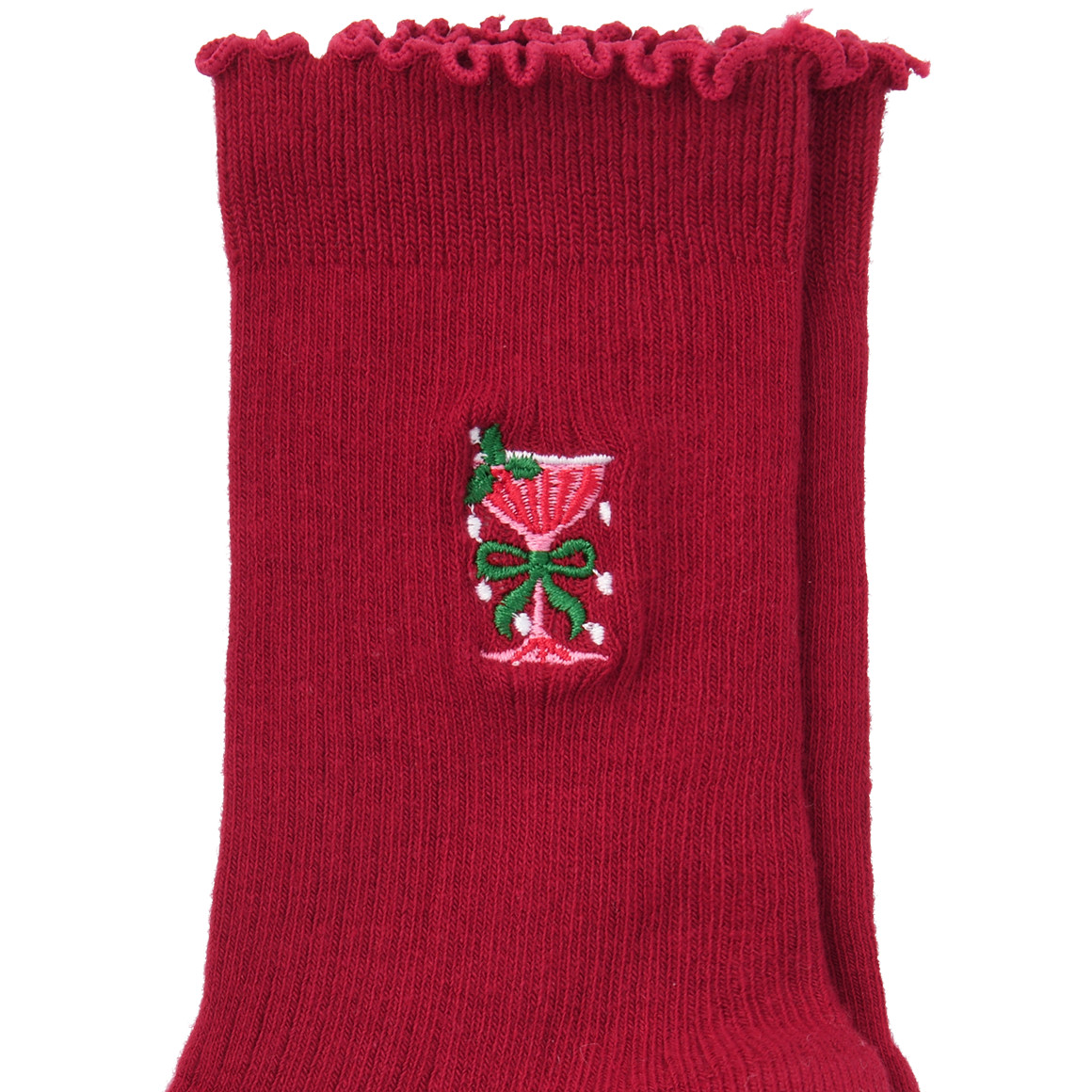 1 paar kerstsokken voor dames met borduursel