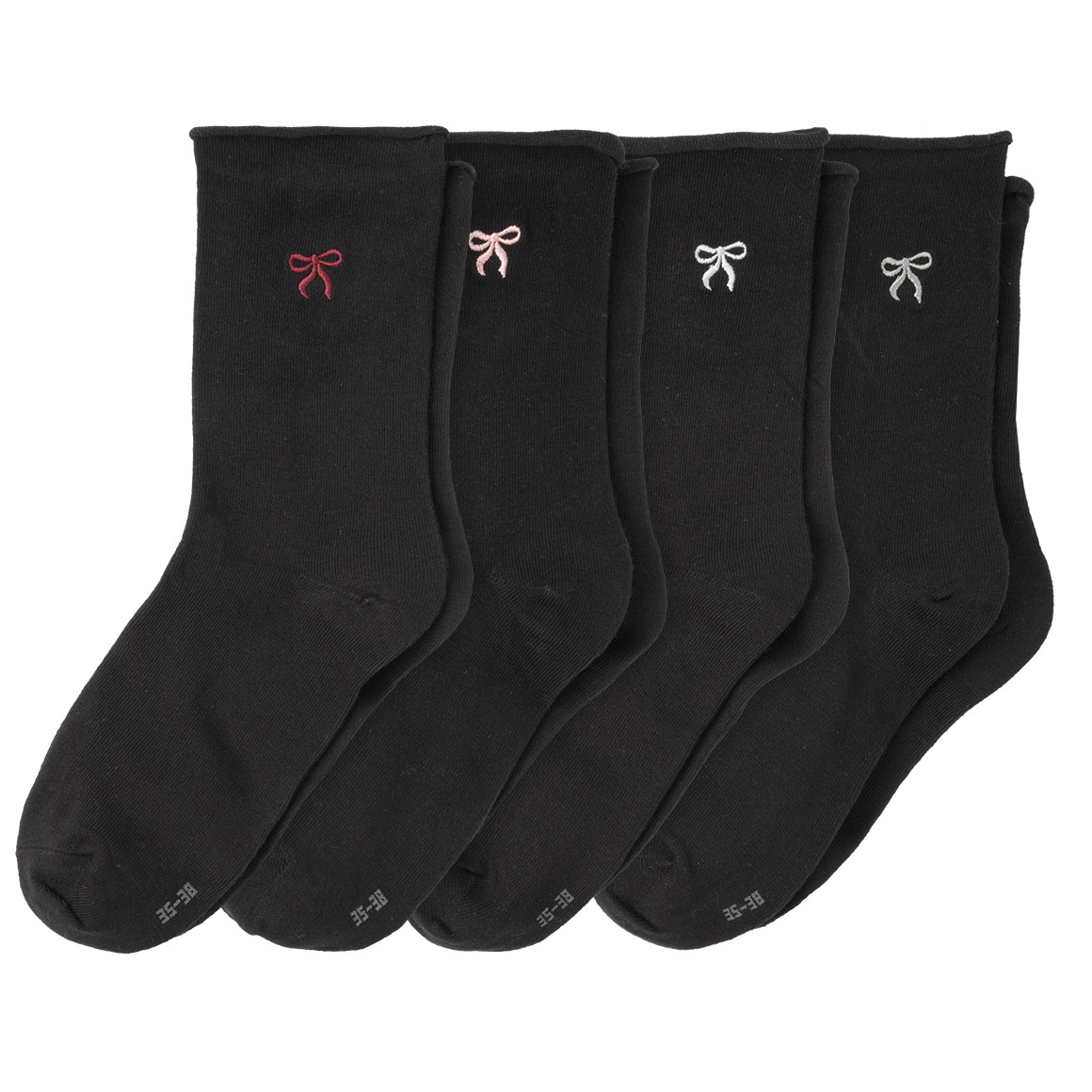 4 Paar Damen Socken mit Stickerei