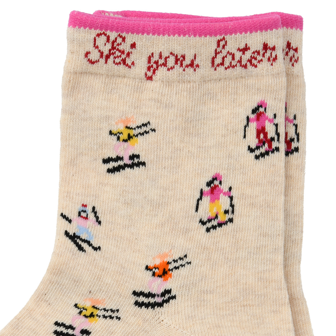 1 Paar Damen Socken mit Ski-Motiv