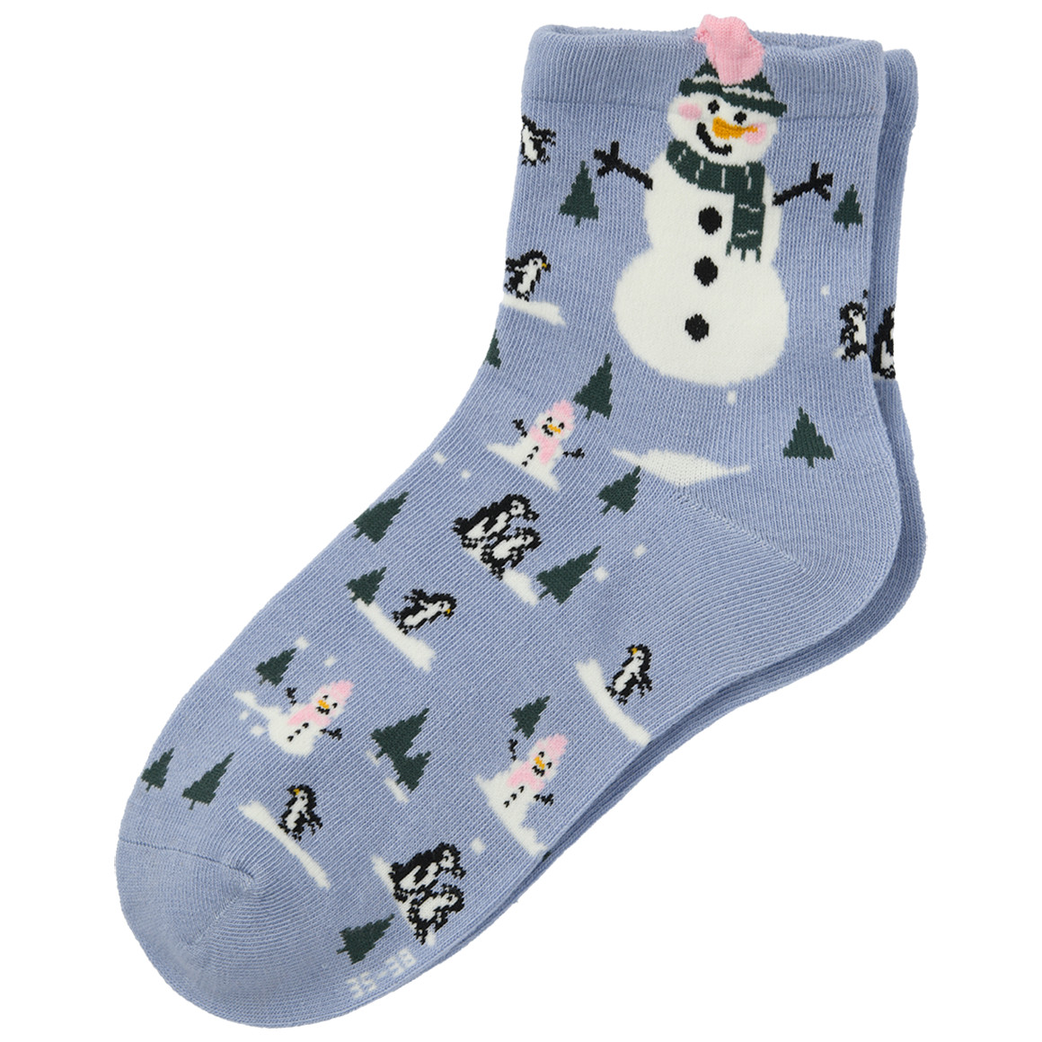 1 Paar Damen Socken mit Schneemann