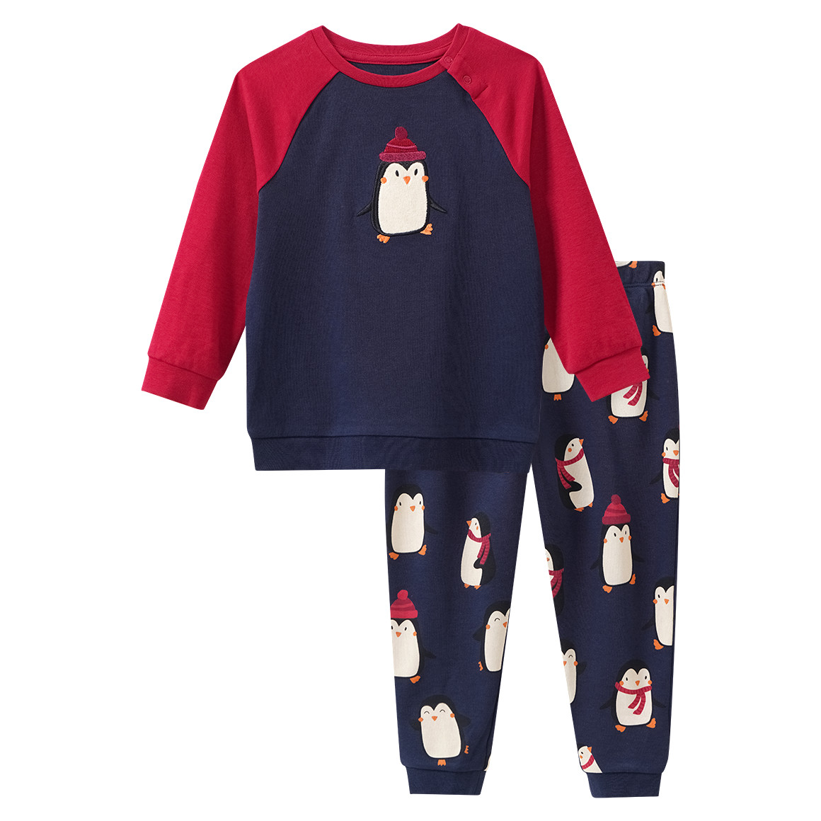 Baby Schlafanzug mit Pinguin-Applikation
