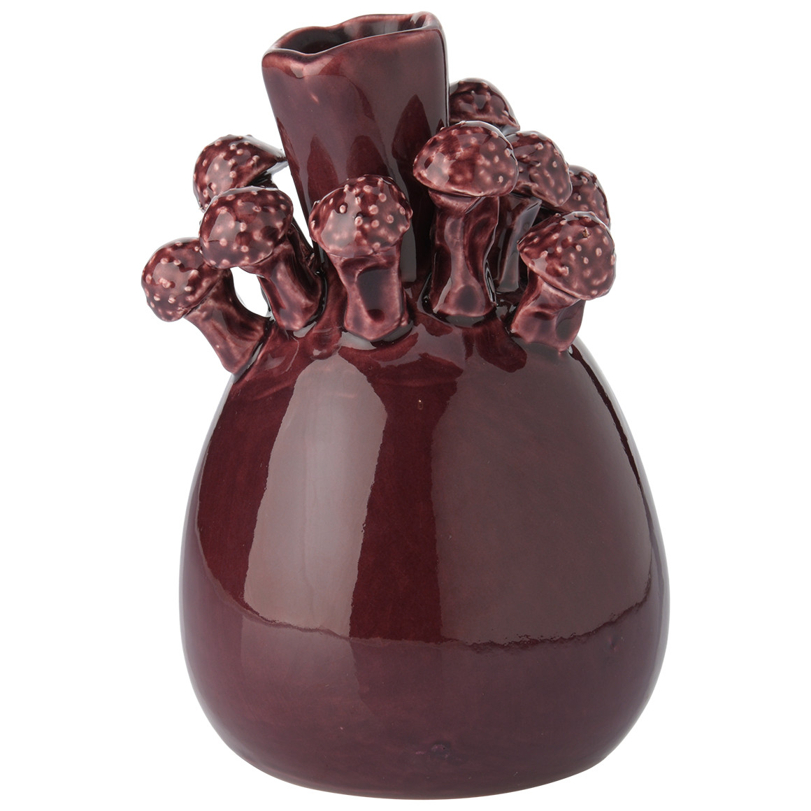 Vase mit kleinen Pilzen