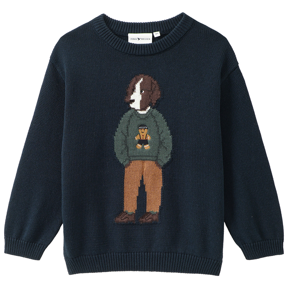Jungen Strickpullover mit Hunde-Motiv
