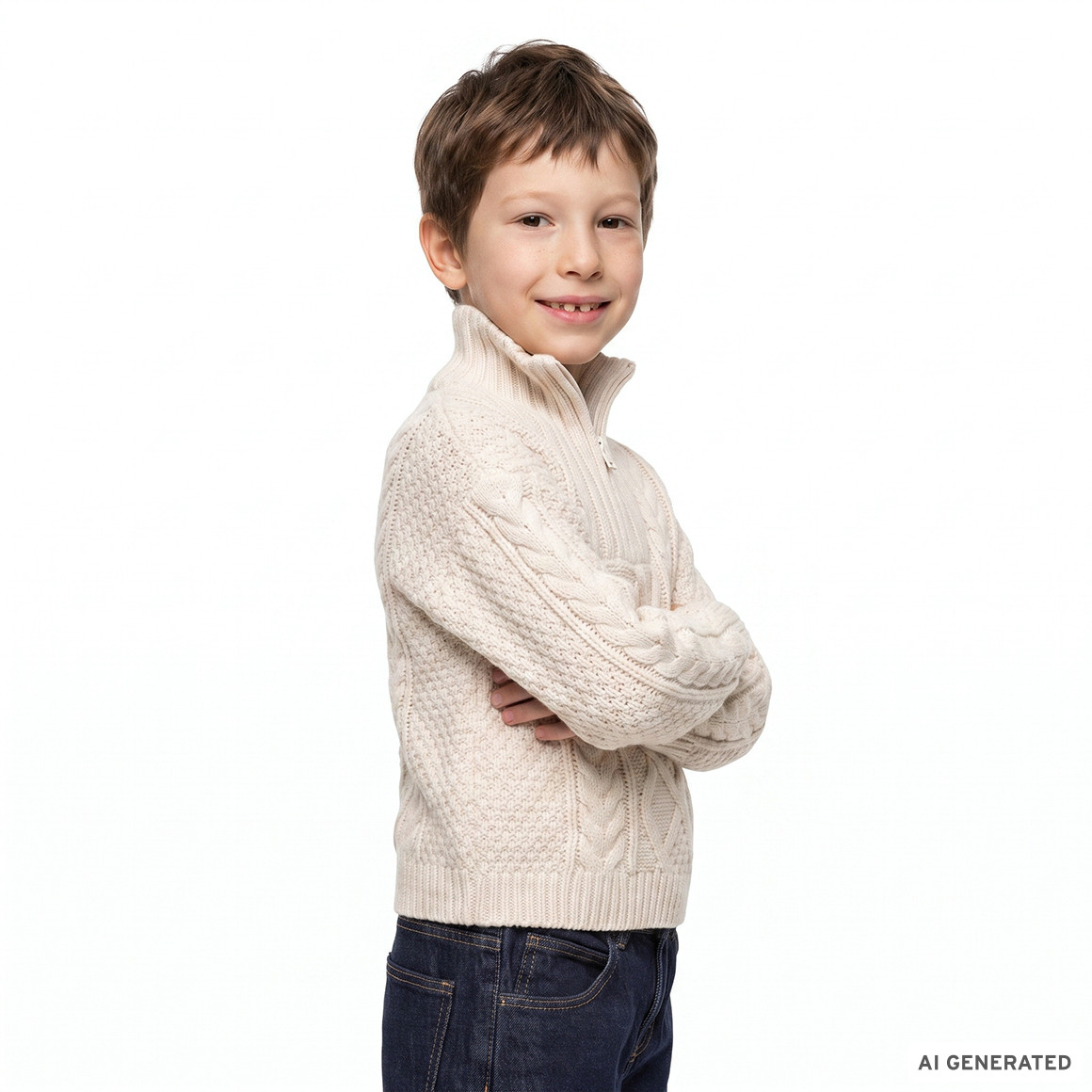 Jungen Strickpullover im Troyer-Style