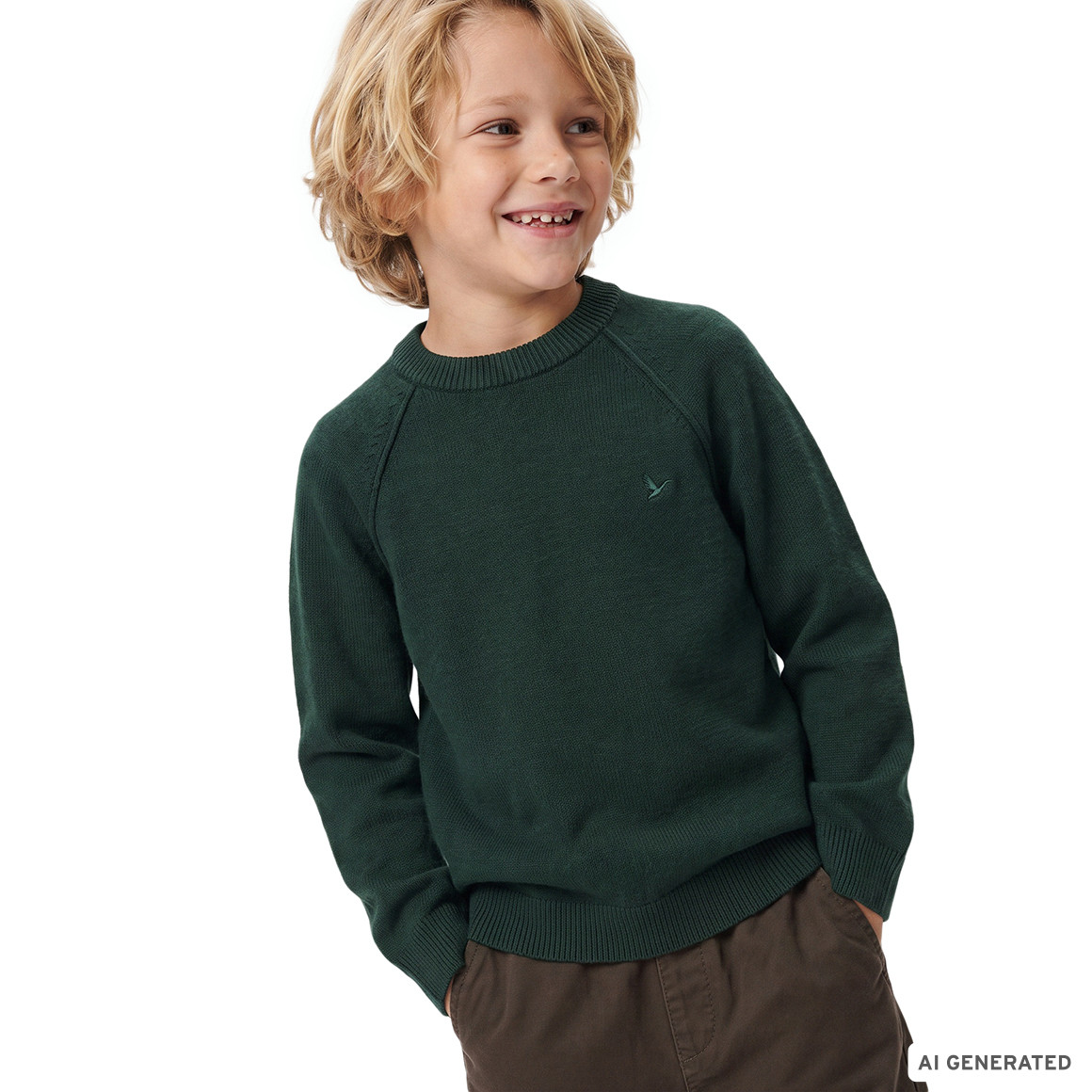 Jungen Strickpullover mit kleiner Stickerei