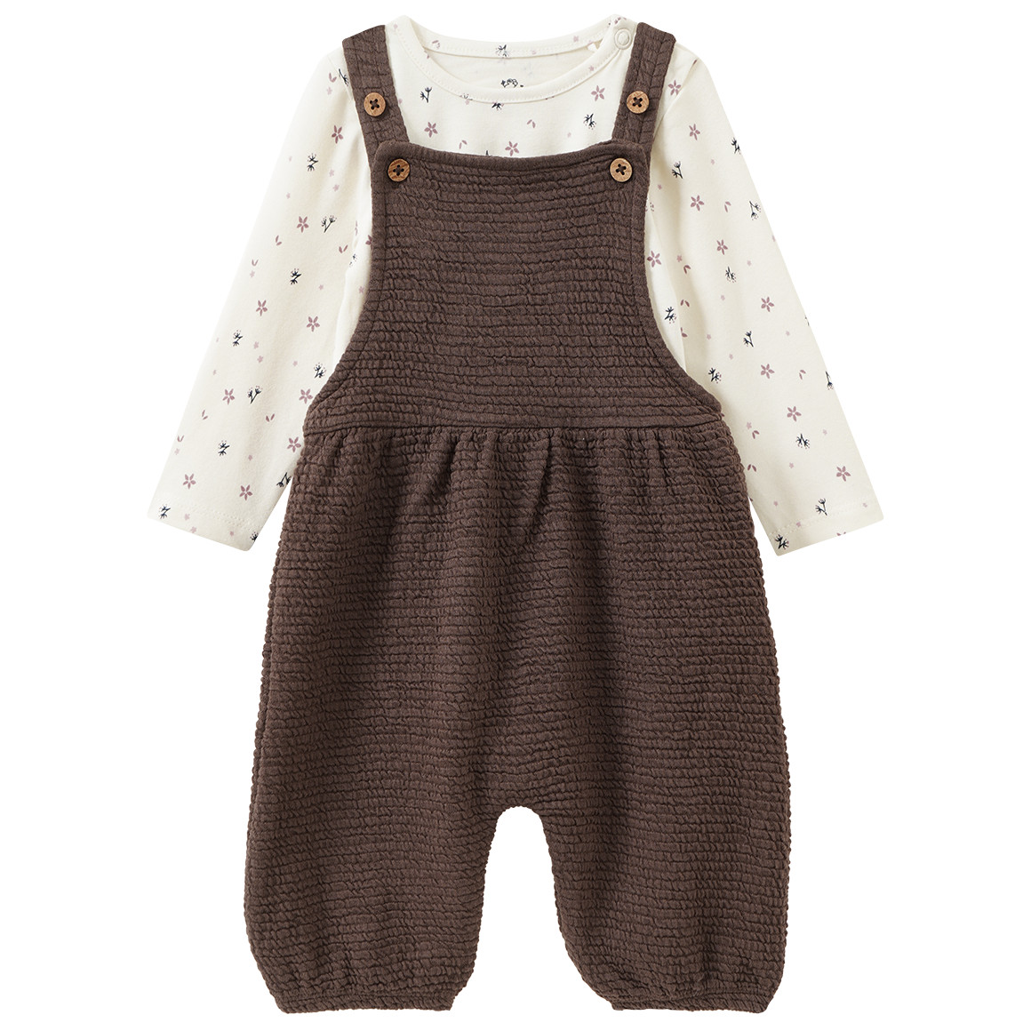 Newborn Set mit Langarmshirt und Latzhose