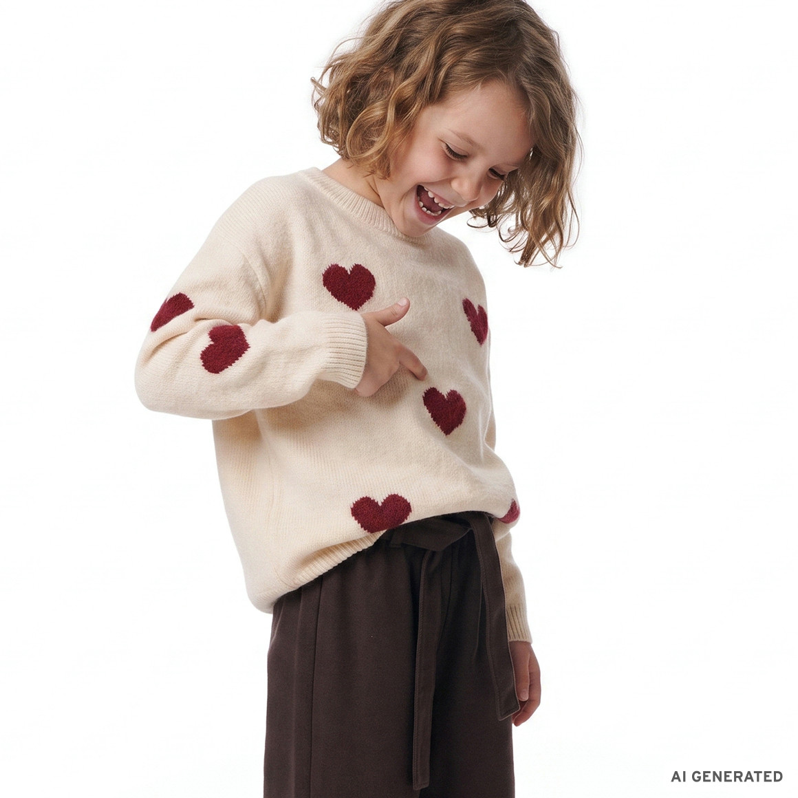 Mädchen Strickpullover mit Herz-Allover