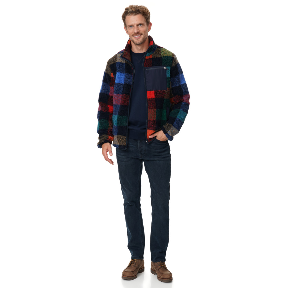 Herren Teddyjacke bunt kariert