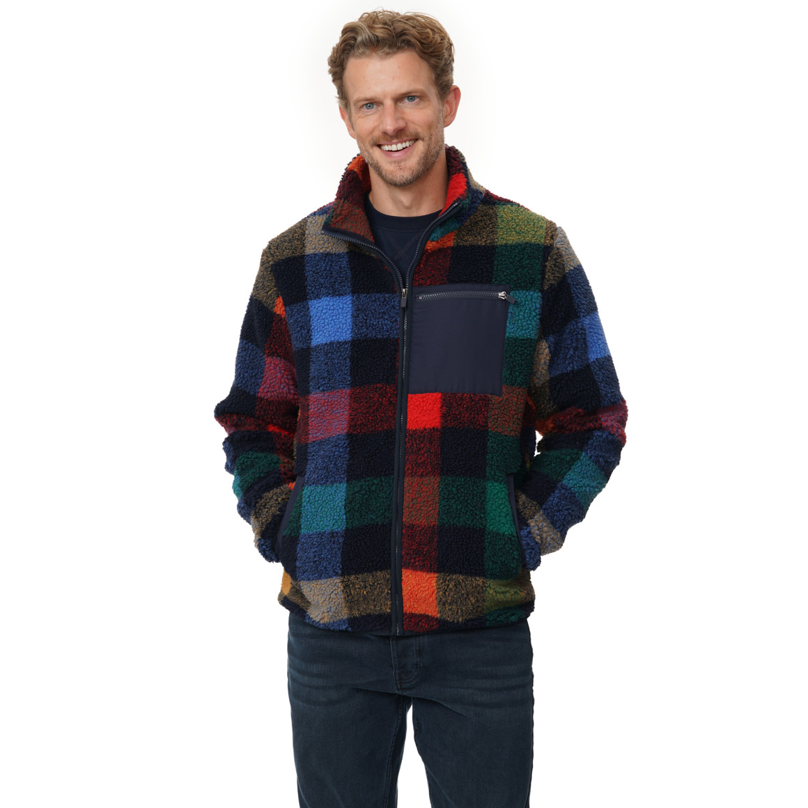 Herren Teddyjacke bunt kariert