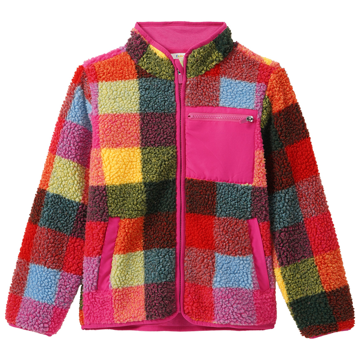 Mädchen Teddyjacke bunt kariert