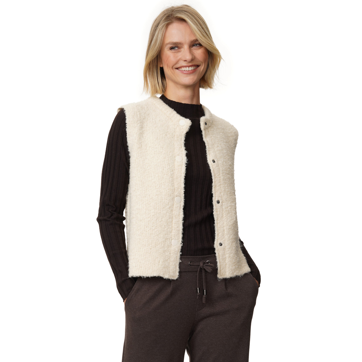 Damen Strickweste in Bouclé-Optik