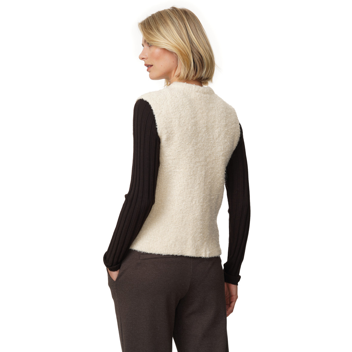 Damen Strickweste in Bouclé-Optik
