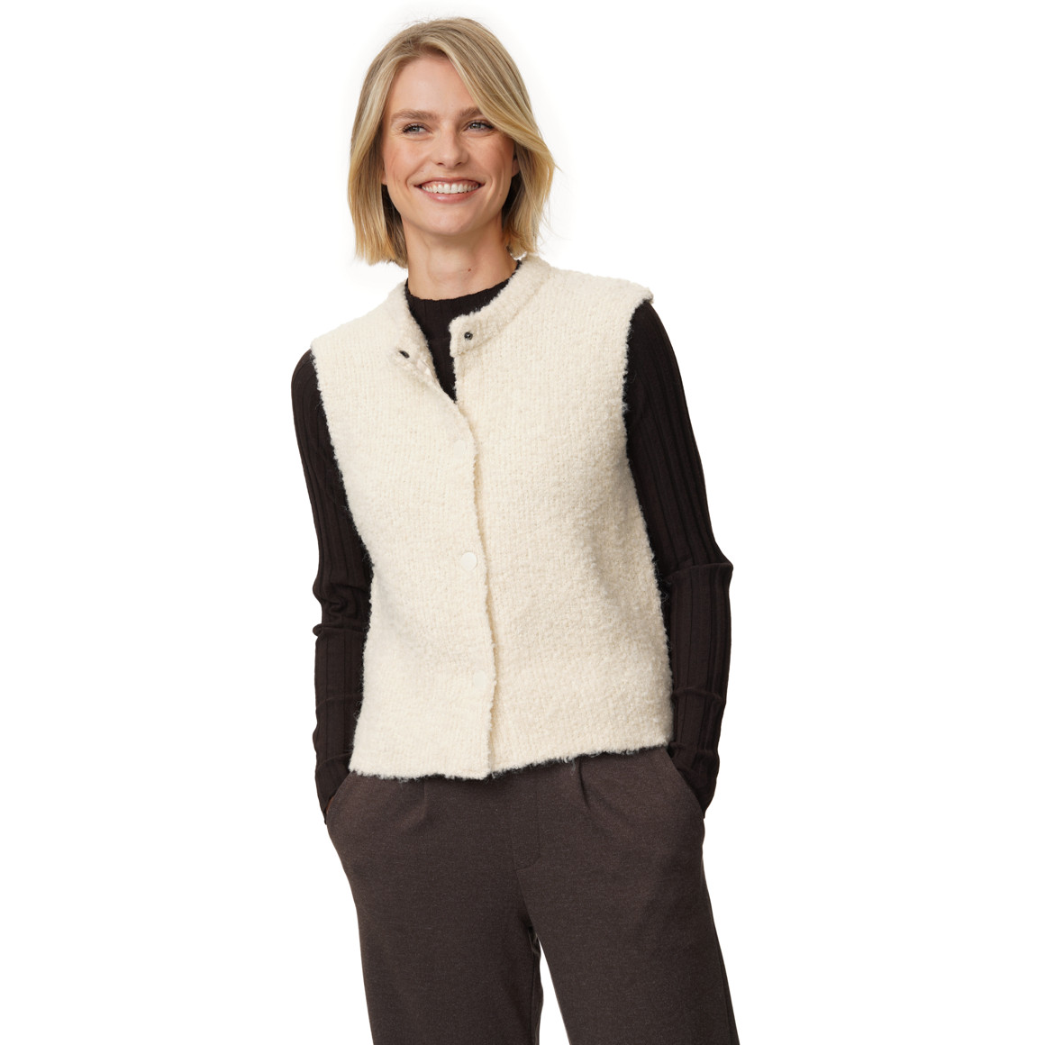 Damen Strickweste in Bouclé-Optik