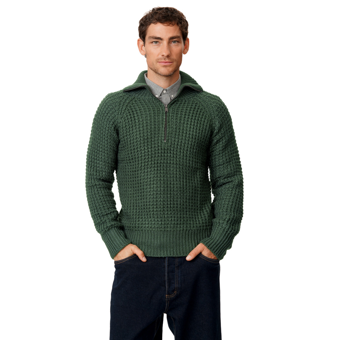 Herren Strickpullover im Troyer-Style