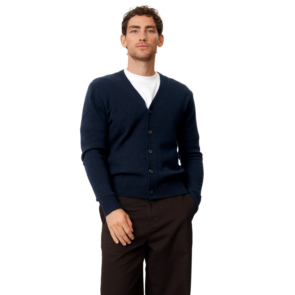 Herren Woll-Strickjacke mit Kaschmir