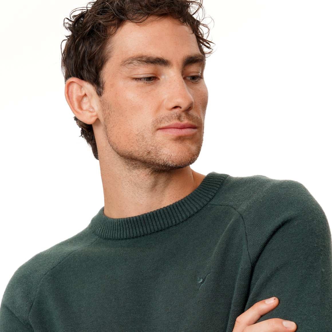 Herren Strickpullover mit kleiner Stickerei
