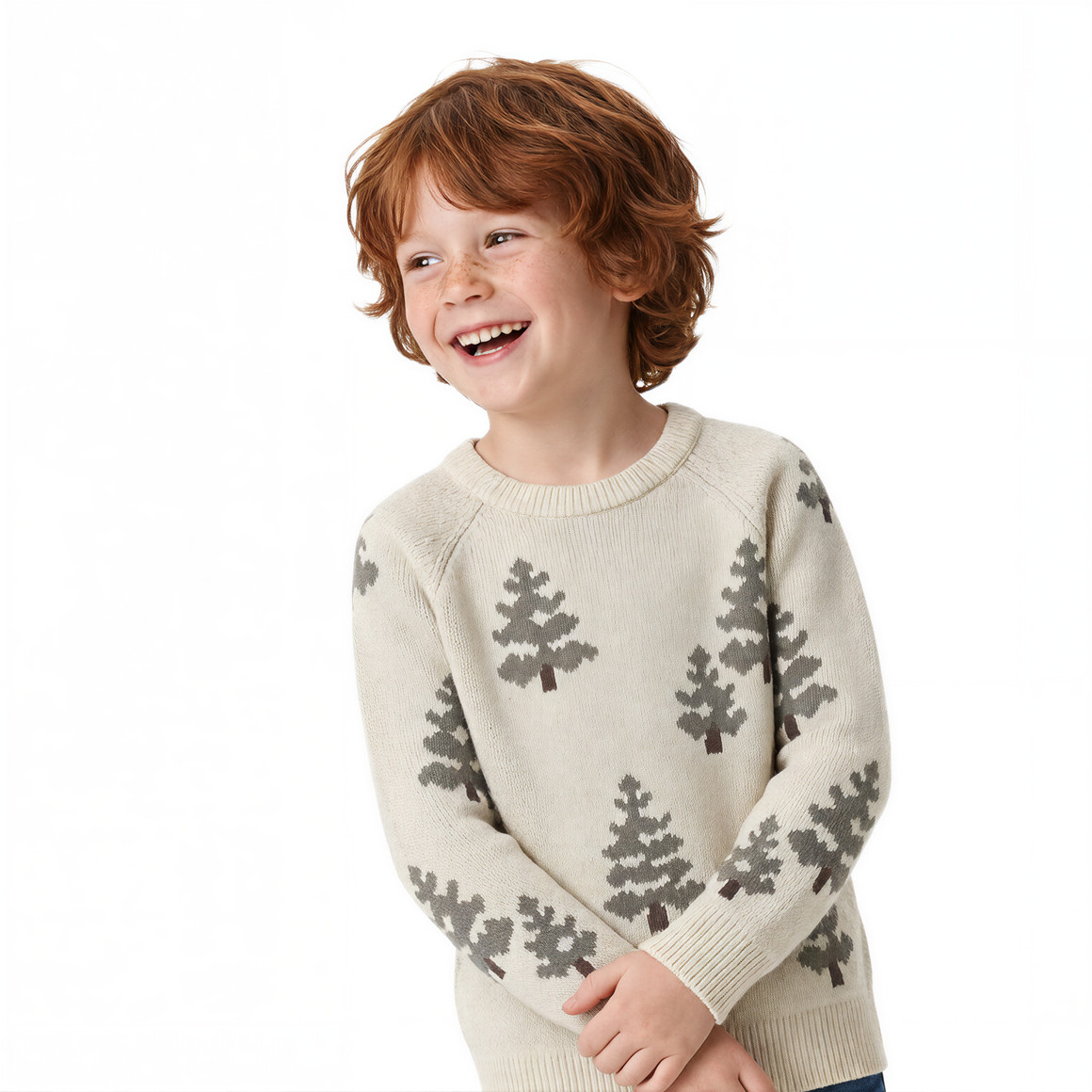 Jungen Strickpullover mit Tannen-Allover
