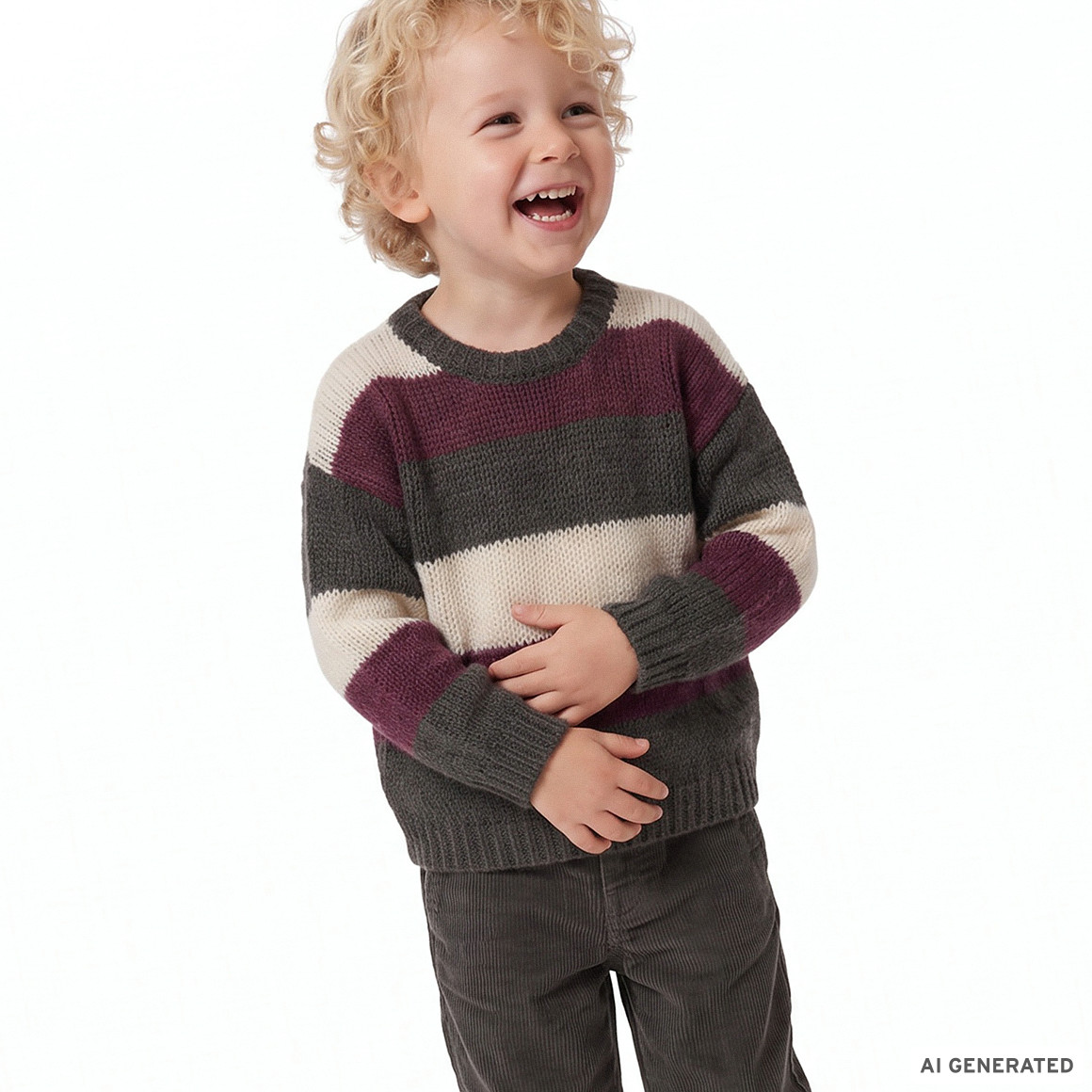 Kinder Woll-Strickpullover mit Blockstreifen