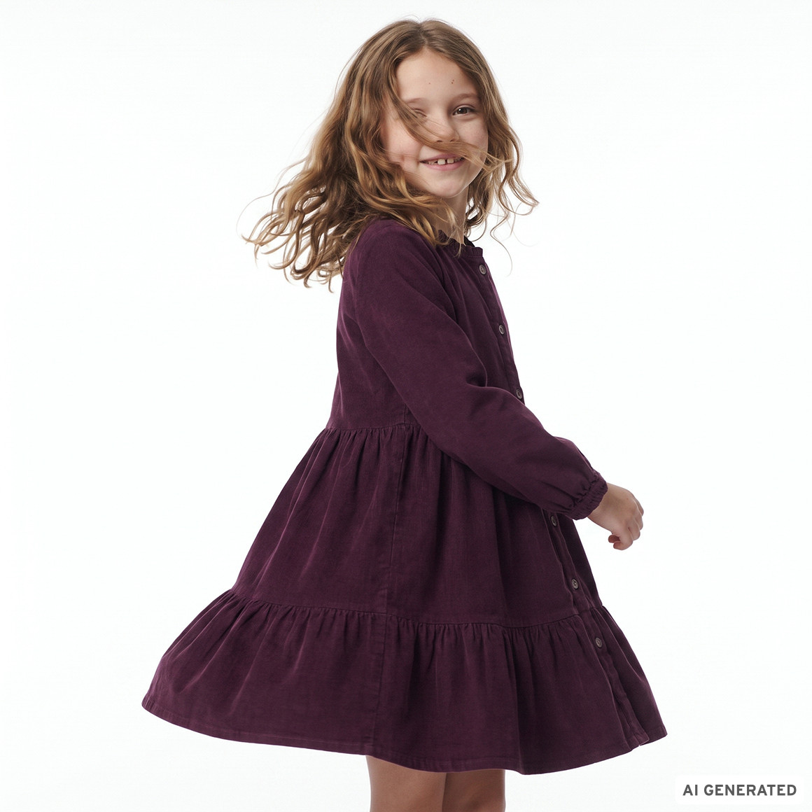 Mädchen Cordkleid mit Rüschen