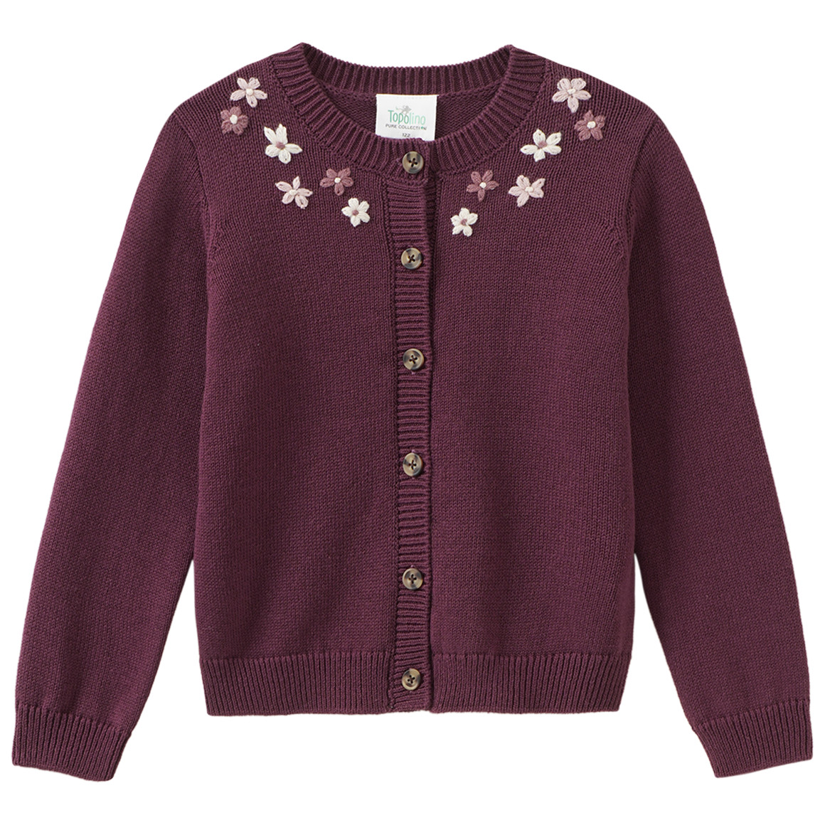 Mädchen Strickjacke mit Blumen-Stickerei
