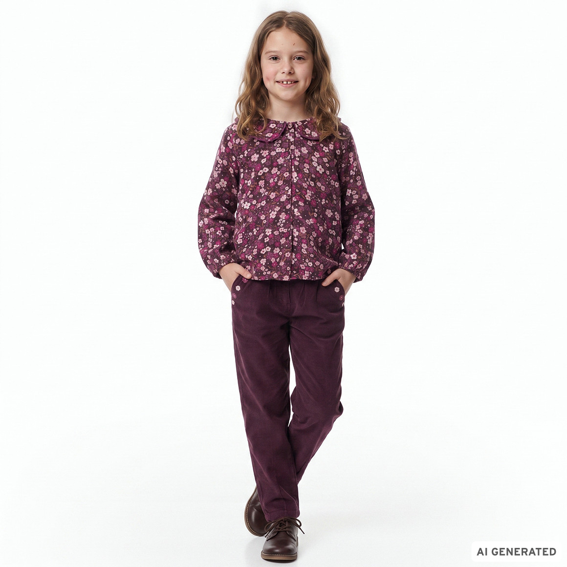 Mädchen Bluse im Millefleur-Look