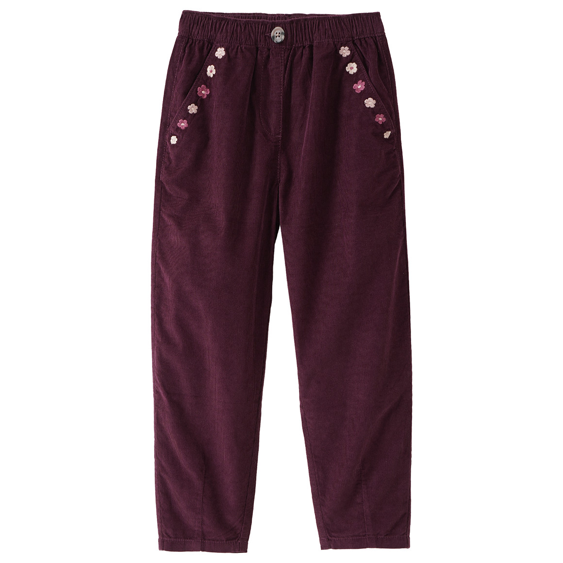 Mädchen Cordhose mit Blumen-Stickerei