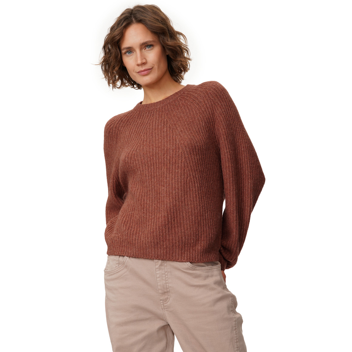 Damen Strickpullover mit Rippstruktur