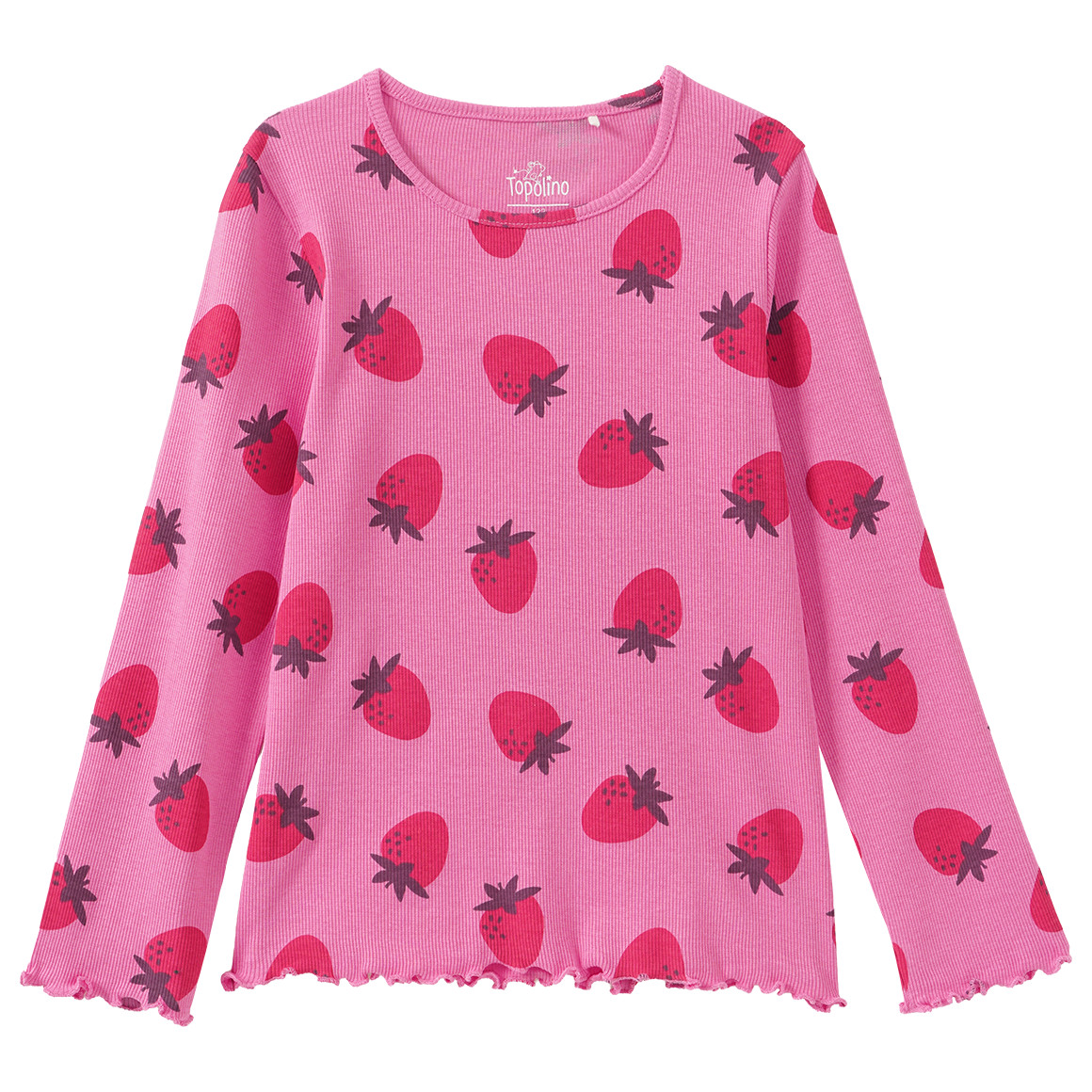Mädchen Langarmshirt mit Rippstruktur