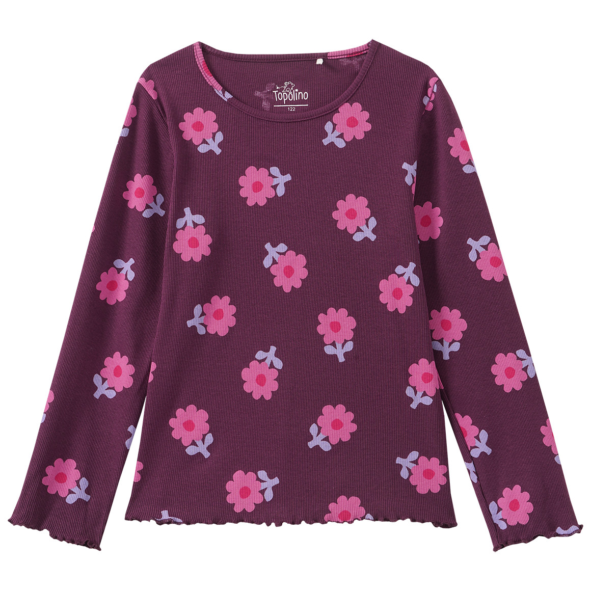 Mädchen Langarmshirt mit Rippstruktur